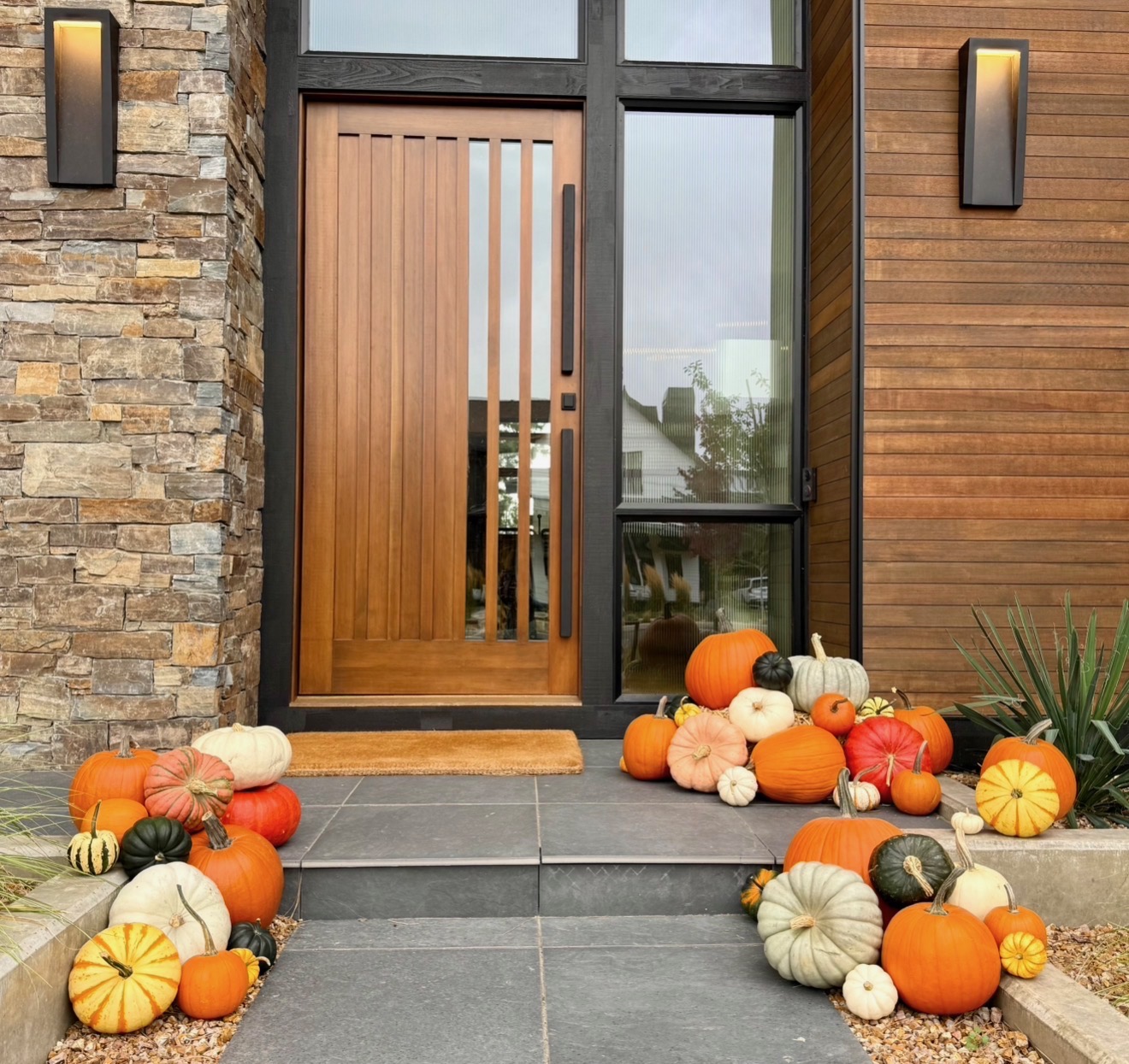 pumpkins on porch