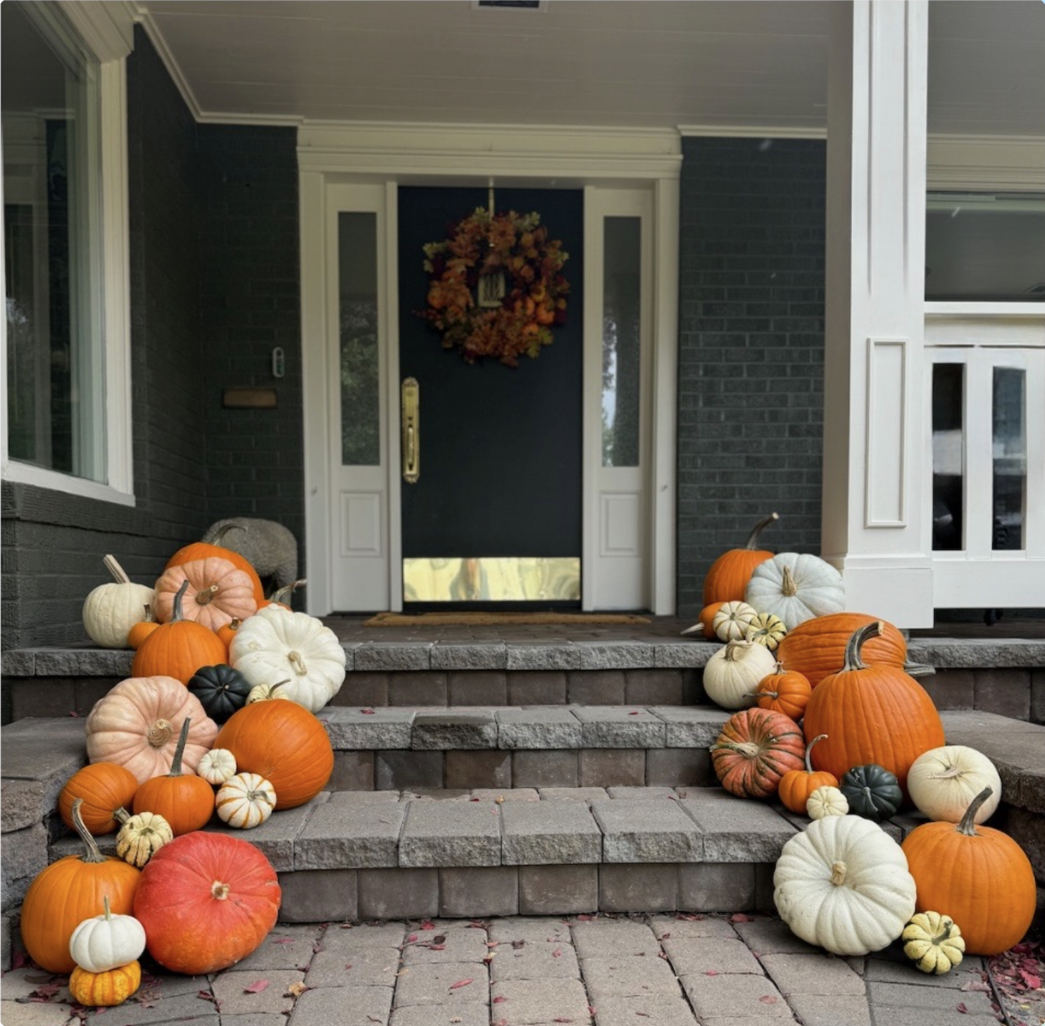 pumpkins on a porch