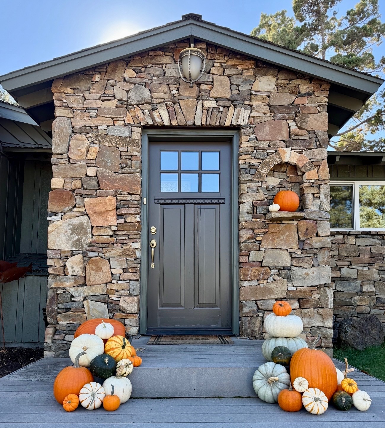 pumpkins on porch